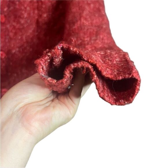 L.L. Bean red wool blend button cardigan - Picture 7 of 11